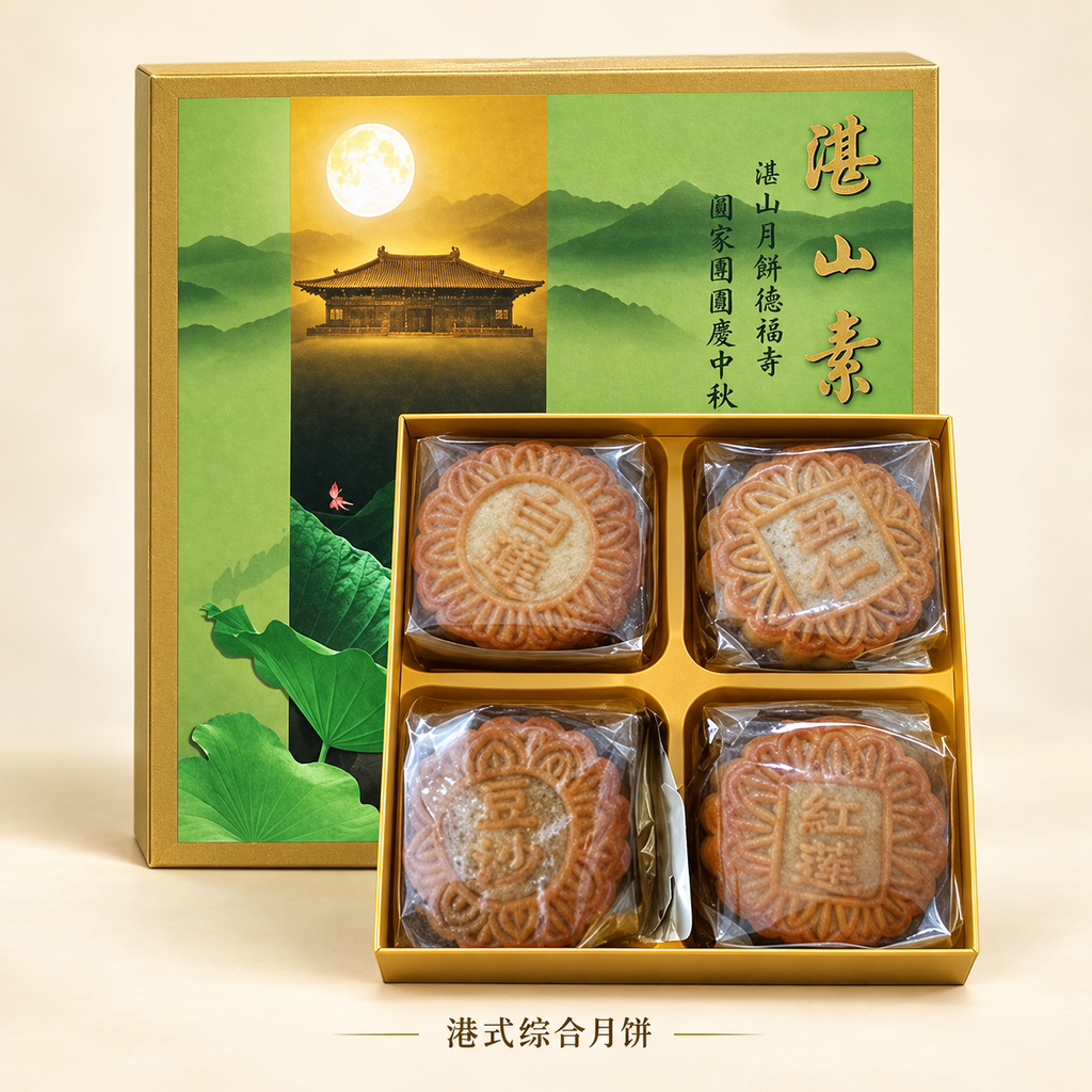 湛山素港式综合月饼(白莲•红莲•五仁•豆沙)<br>预计21日到可订购