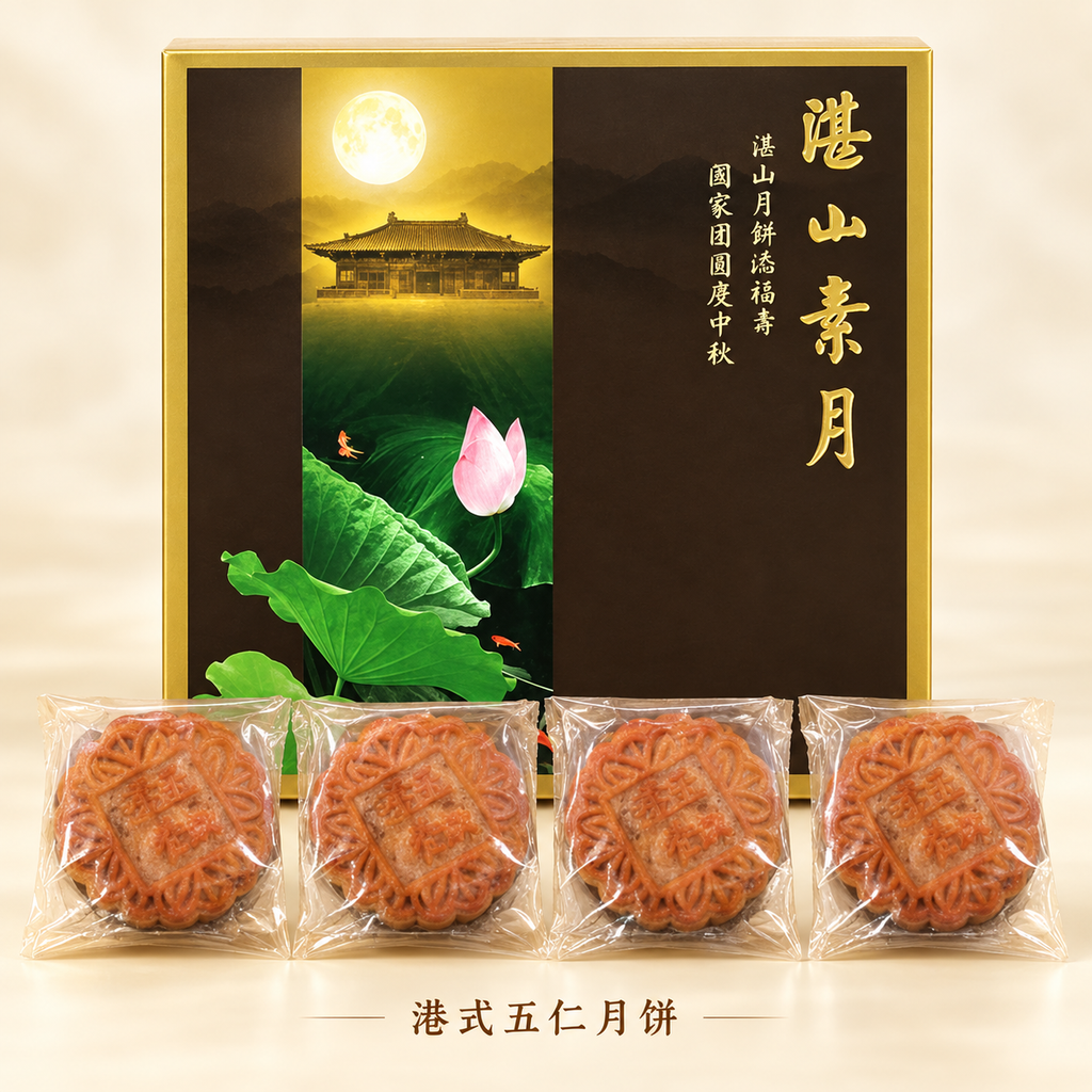 湛山素港式五仁月饼(杏仁•核桃•腰果•南瓜子•芝麻)<br>预计21日到可订购