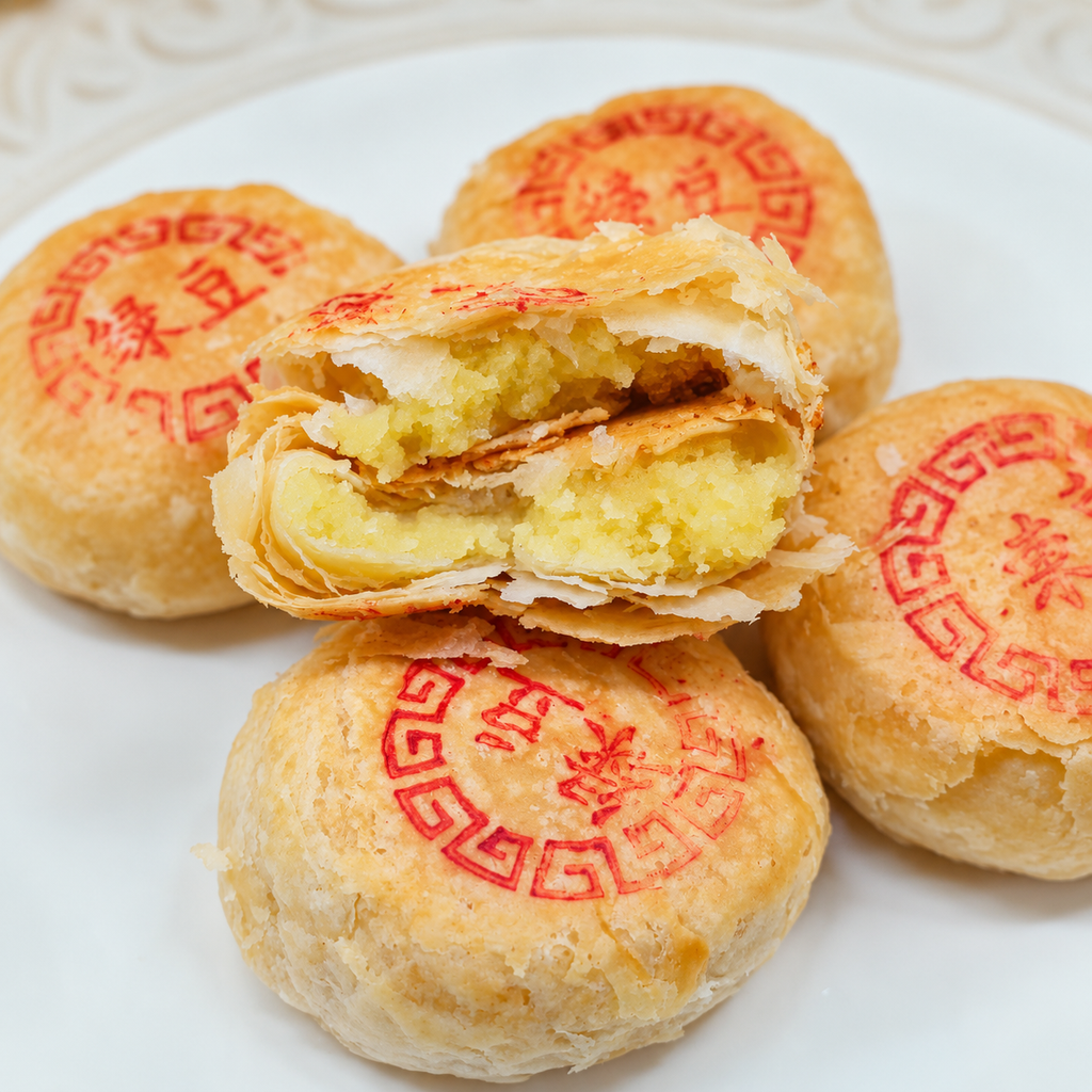 【Mocci】绿豆酥饼4个<br>酥皮掉渣•内馅绵密