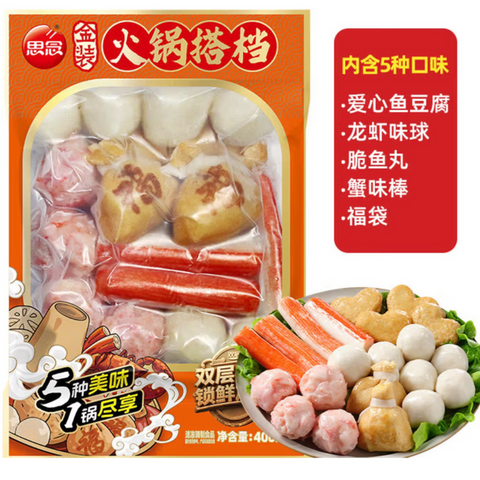 思念®火锅搭档<br>鱼豆腐•龙虾味球•蟹肉棒•脆鱼丸•福袋