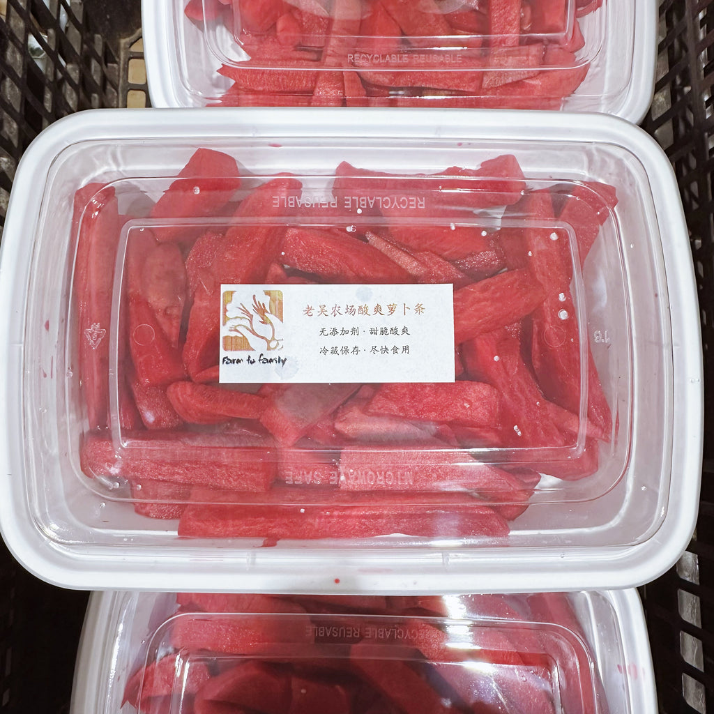 老吴农场爽脆萝卜条<br>紫丹红芯腌制