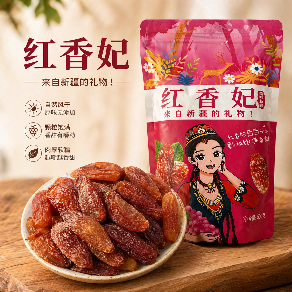 西域姑娘干果铺•红香妃葡萄干家庭装<br>自然风干•饱满香甜