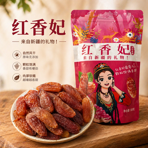 西域姑娘干果铺•红香妃葡萄干家庭装<br>自然风干•饱满香甜